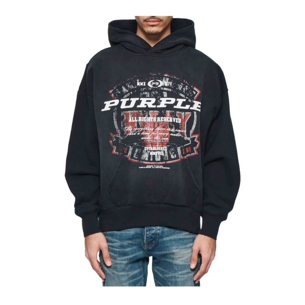 Purple Brand Hoodie Hwt Fleece PO Mens Black P401